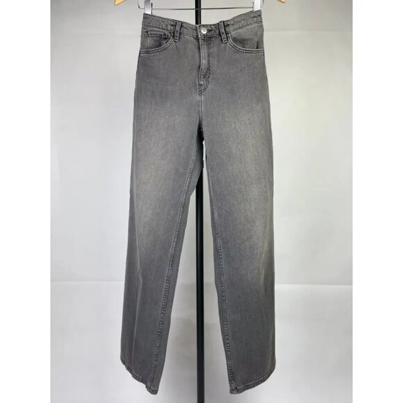 H&M Girls Wide Leg Jeans Size 14 Kids Dark Gray Denim High Waist Adjustable - Picture 8 of 14